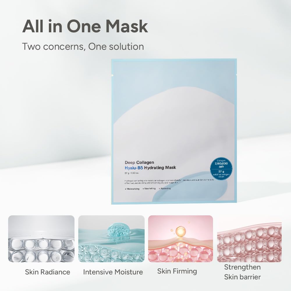 SUNGBOON EDITOR Deep Collagen Overnight Mask Hydrating Mask for Glass Skin, Wrinkle Care, Firming & Pore Refining 2,160,000PPB Collagen + 9 Peptides Korean Skincare, 4ea, Gifts for Women
