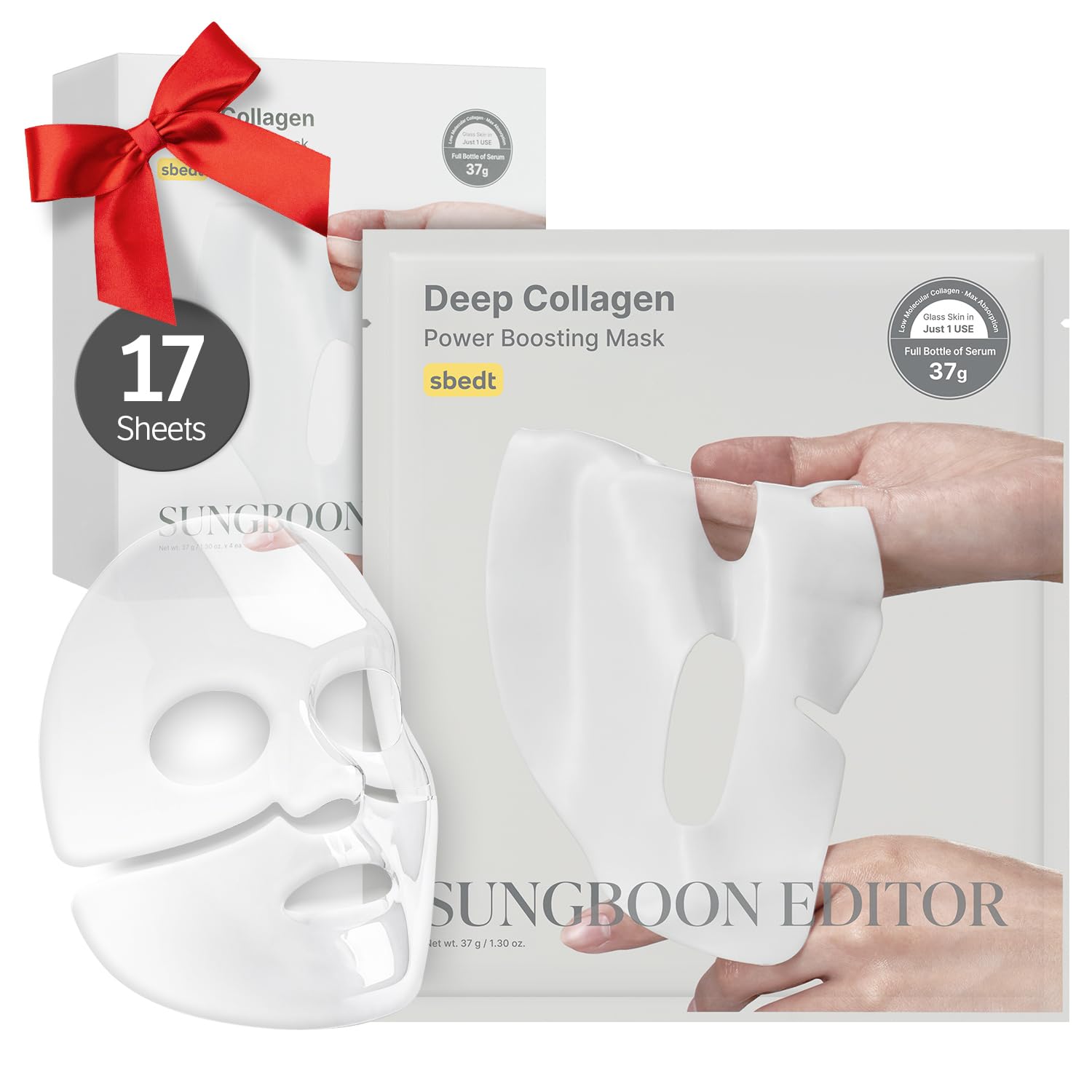 SUNGBOON EDITOR Deep Collagen Overnight Mask Hydrating Mask for Glass Skin, Wrinkle Care, Firming & Pore Refining 2,160,000PPB Collagen + 9 Peptides Korean Skincare, 4ea, Gifts for Women