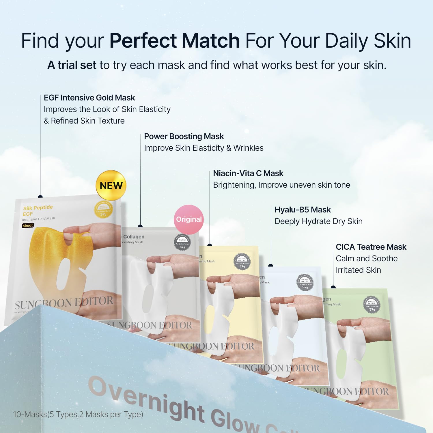 SUNGBOON EDITOR Deep Collagen Overnight Mask Hydrating Mask for Glass Skin, Wrinkle Care, Firming & Pore Refining 2,160,000PPB Collagen + 9 Peptides Korean Skincare, 4ea, Gifts for Women