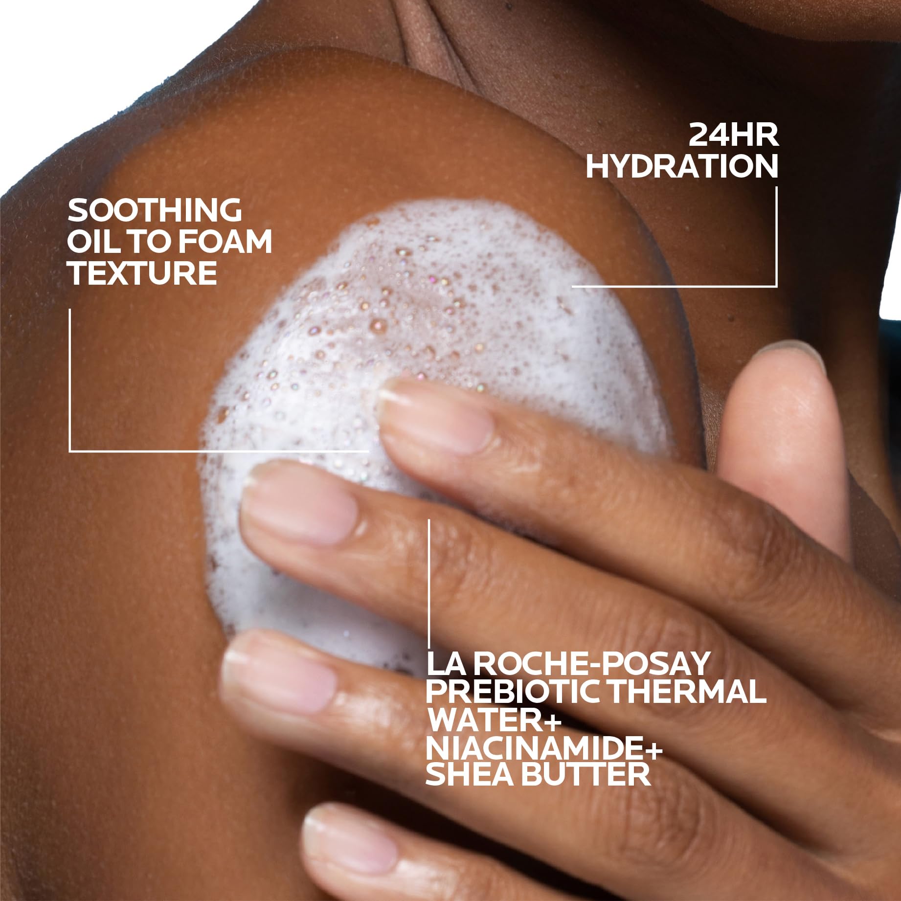 La Roche-Posay Lipikar AP+ Gentle Foaming Cleansing Oil, Gentle Oil Cleanser for Face and Body Formulated with Niacinamide, Long-Lasting 24-hour Hydration, Fragrance-Free & Soap Free