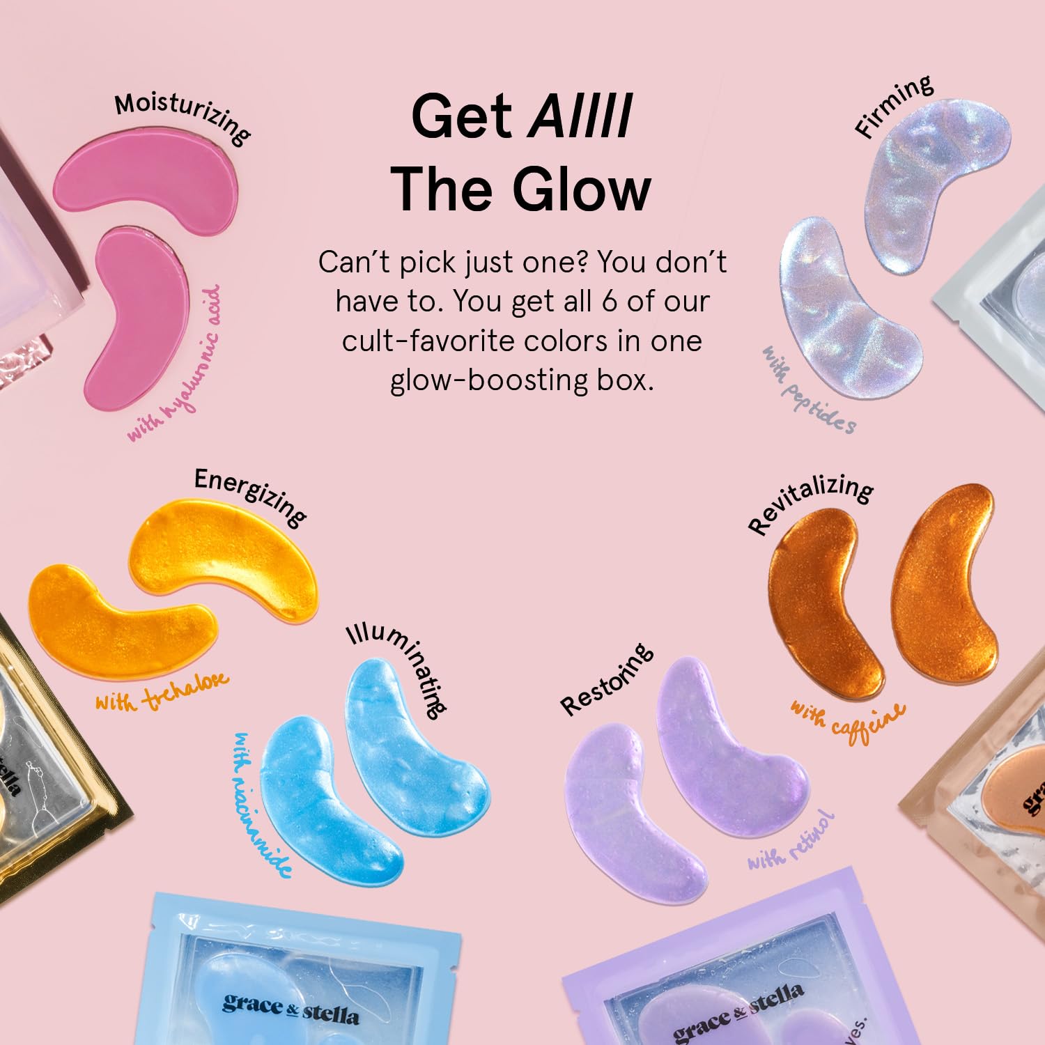 grace & stella Retinol Under Eye Patches for Puffy Eyes & Dark Circles - Restoring Gel Under Eye Masks with Hyaluronic Acid - Birthday Gifts for Women, Bachelorette Party Favors (Purple, 24 Pairs)