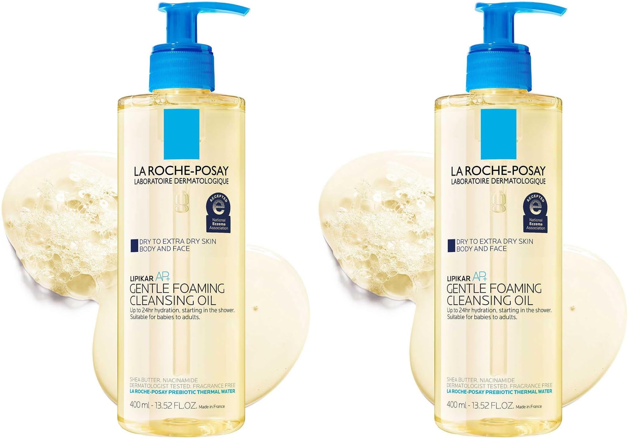 La Roche-Posay Lipikar AP+ Gentle Foaming Cleansing Oil, Gentle Oil Cleanser for Face and Body Formulated with Niacinamide, Long-Lasting 24-hour Hydration, Fragrance-Free & Soap Free