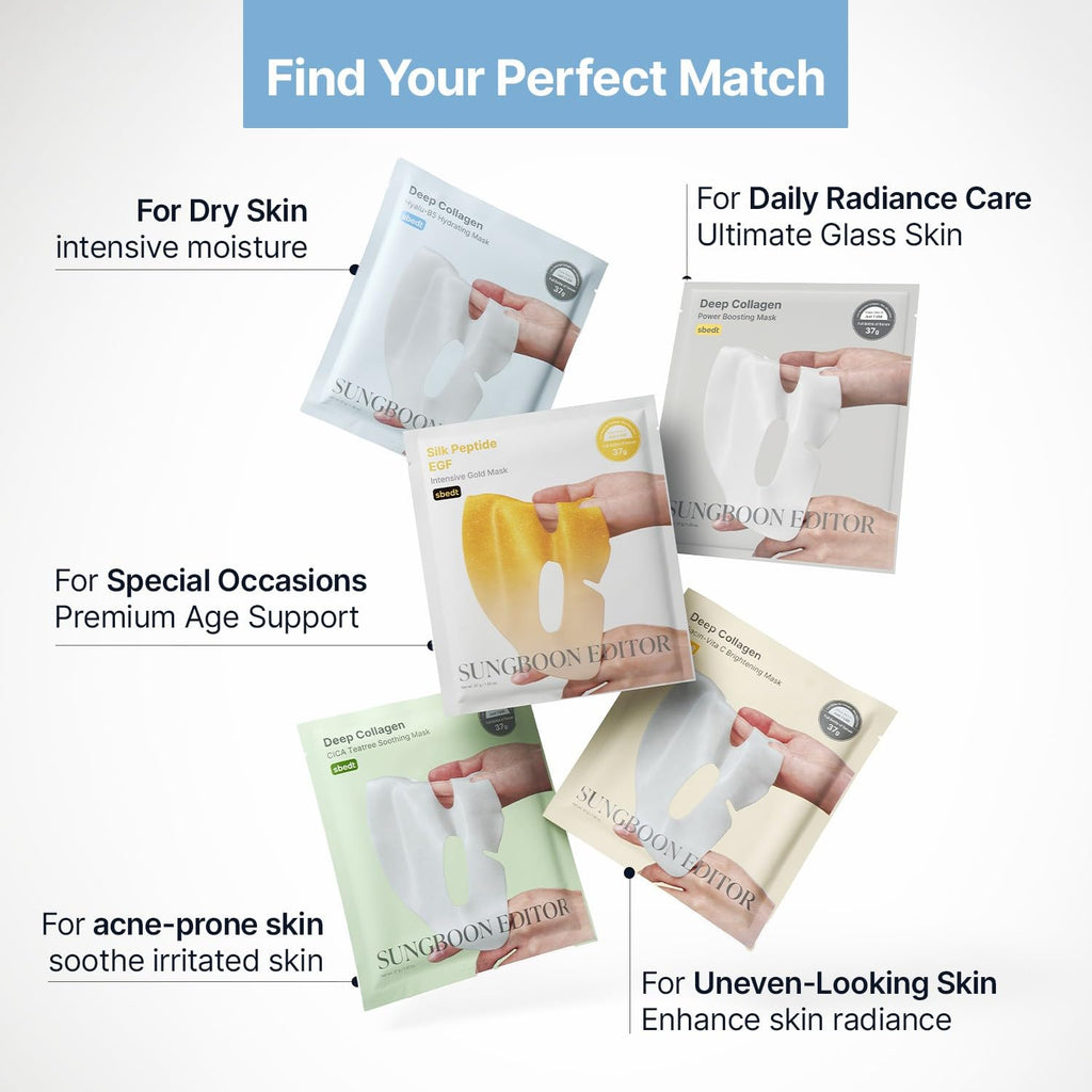 SUNGBOON EDITOR Deep Collagen Overnight Mask Hydrating Mask for Glass Skin, Wrinkle Care, Firming & Pore Refining 2,160,000PPB Collagen + 9 Peptides Korean Skincare, 4ea, Gifts for Women