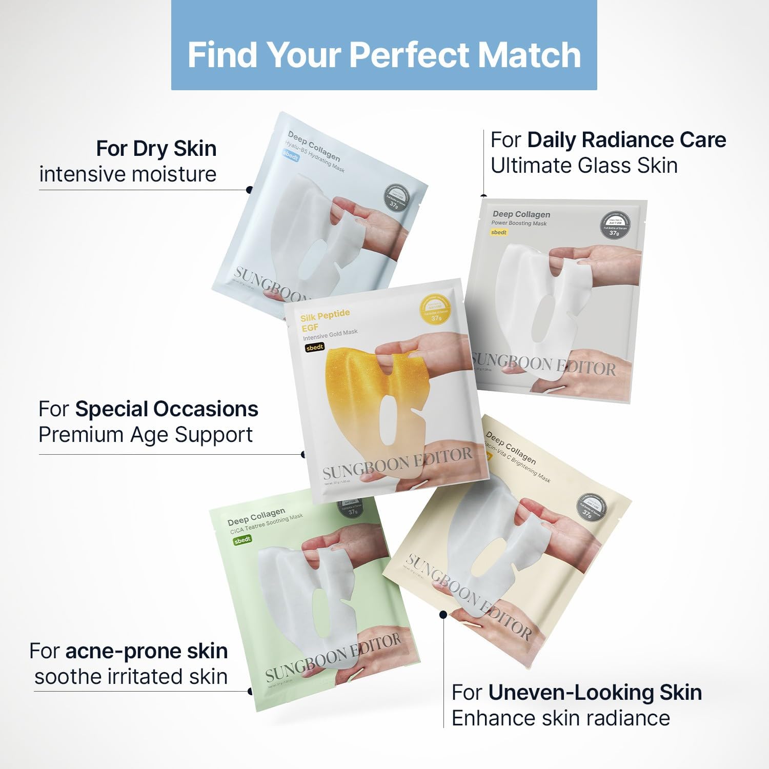 SUNGBOON EDITOR Deep Collagen Overnight Mask Hydrating Mask for Glass Skin, Wrinkle Care, Firming & Pore Refining 2,160,000PPB Collagen + 9 Peptides Korean Skincare, 4ea, Gifts for Women