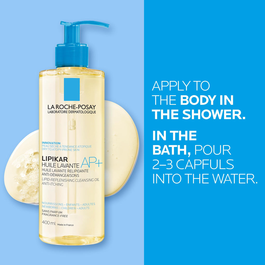 La Roche-Posay Lipikar AP+ Gentle Foaming Cleansing Oil, Gentle Oil Cleanser for Face and Body Formulated with Niacinamide, Long-Lasting 24-hour Hydration, Fragrance-Free & Soap Free