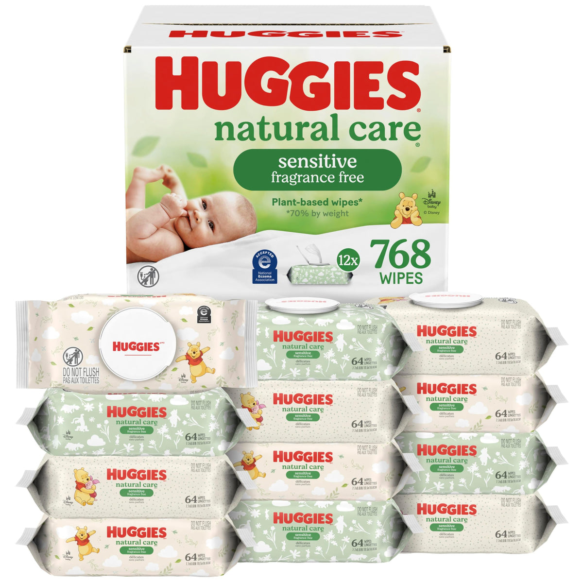 Huggies Natural Care Sensitive Baby Wipes, Unscented, 15 Packs, 960 Wipes