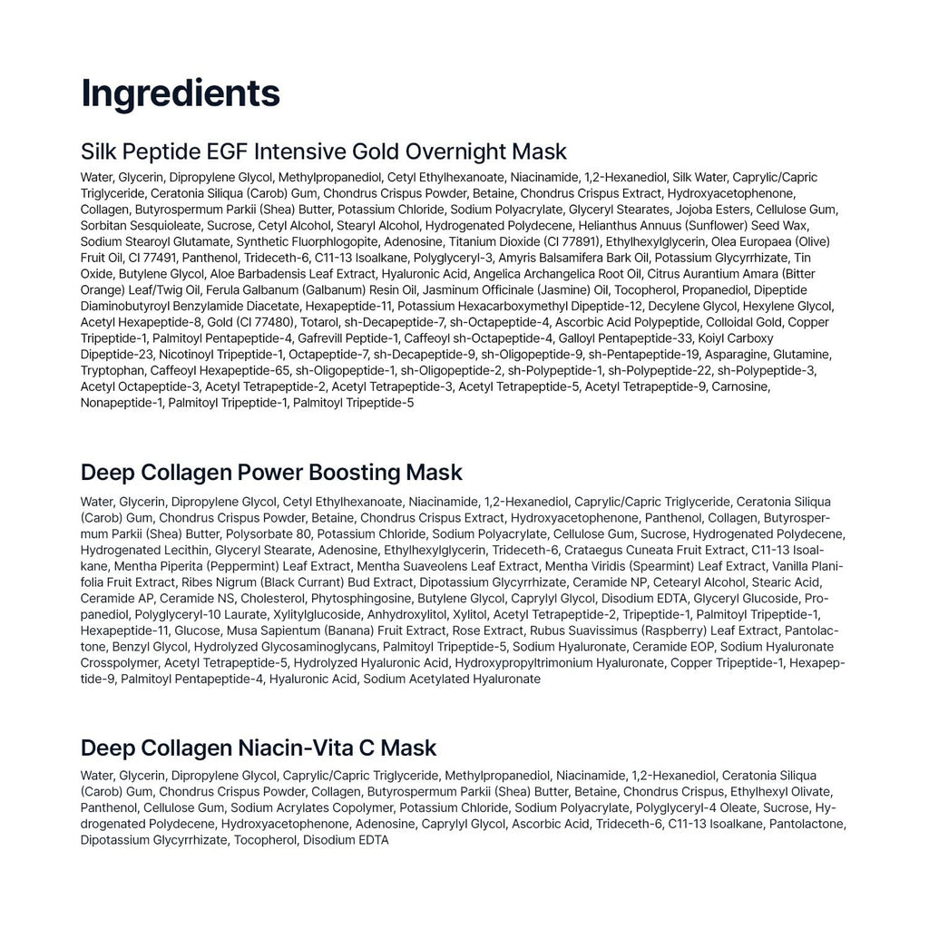 SUNGBOON EDITOR Deep Collagen Overnight Mask Hydrating Mask for Glass Skin, Wrinkle Care, Firming & Pore Refining 2,160,000PPB Collagen + 9 Peptides Korean Skincare, 4ea, Gifts for Women